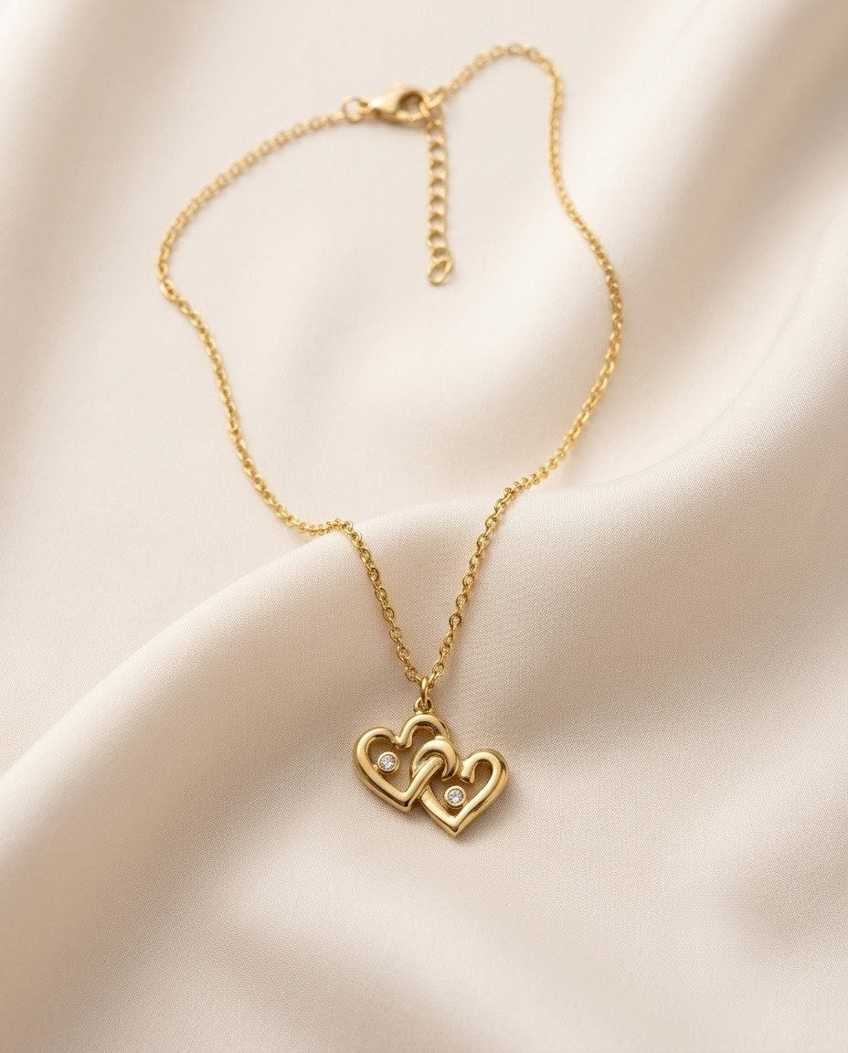 Solitaire Pear & Bar Layered Gold Plated Necklace