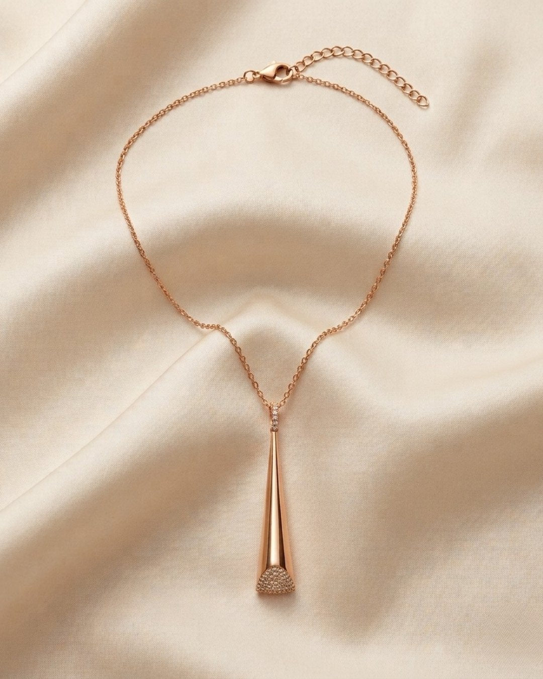 Modern Conical Drop Rose Gold Silver 925 Necklace