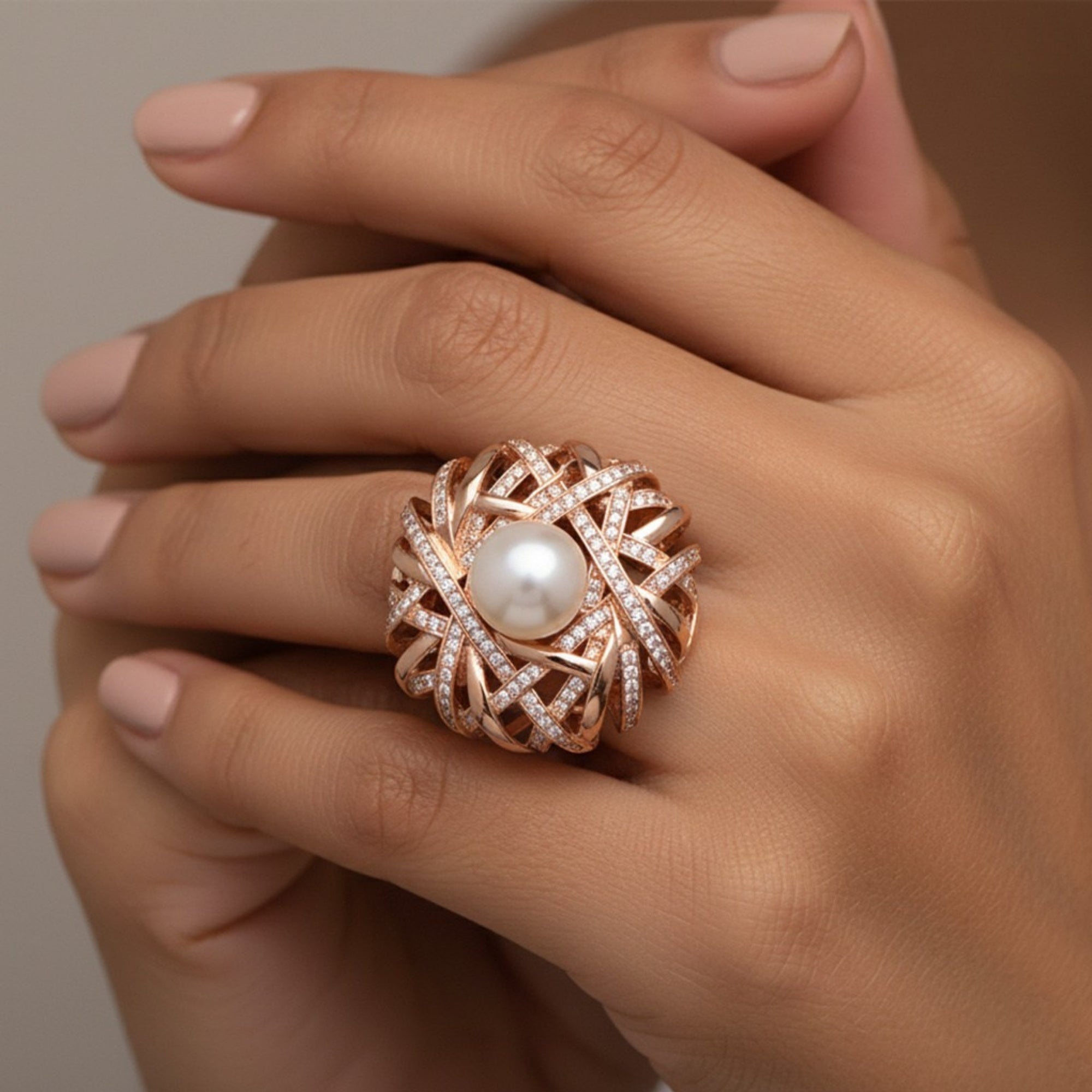Eternal Radiance Ring – Pure Silver 925 with Pearl & CZ Detailing