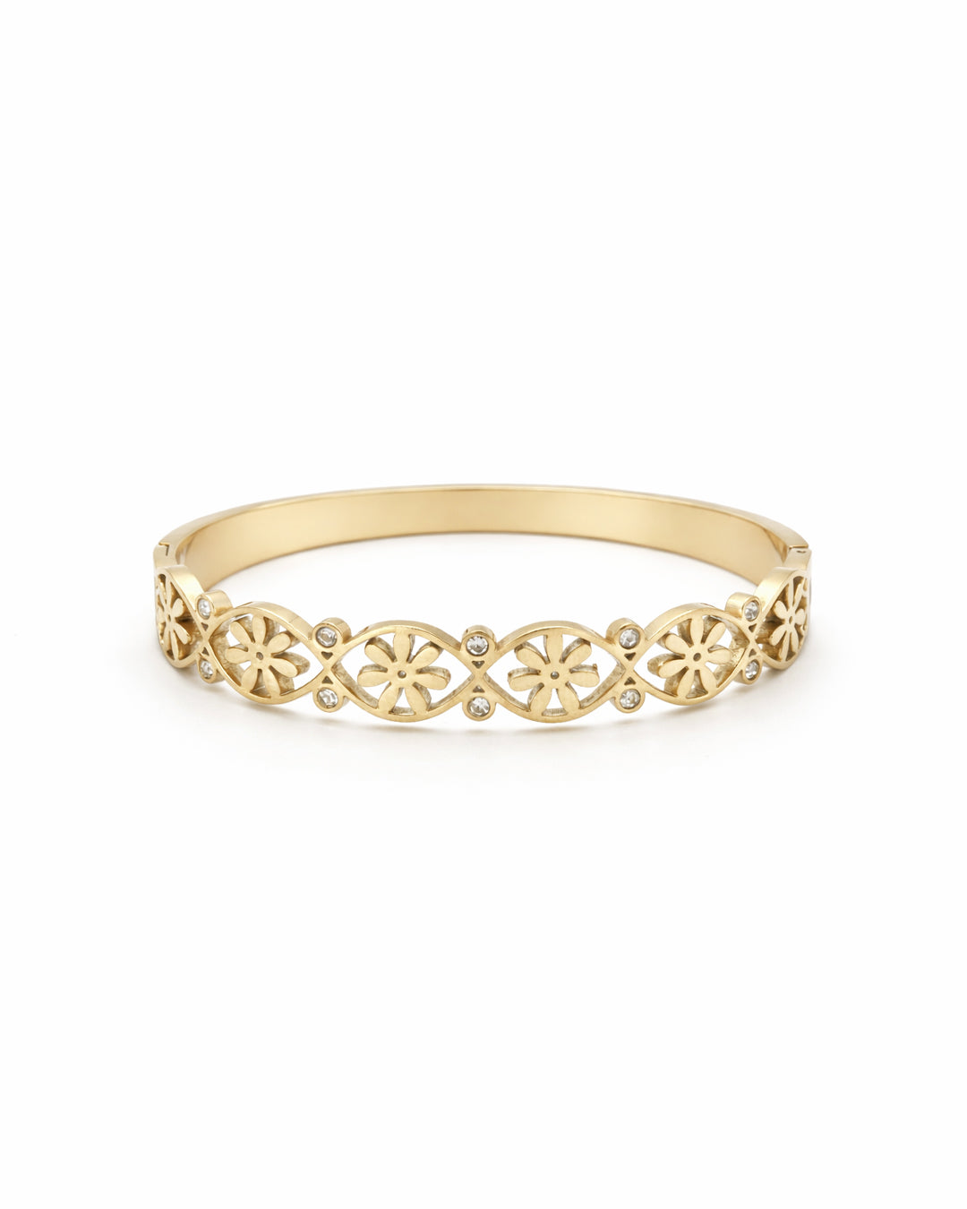 Floral Lattice Crystal Gold Plated Kada