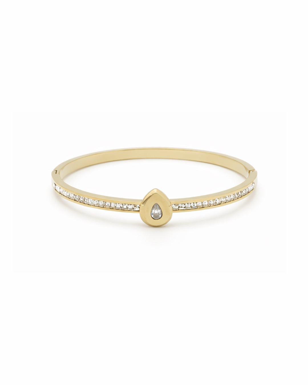 Teardrop Solitaire Crystal Gold Plated Kada