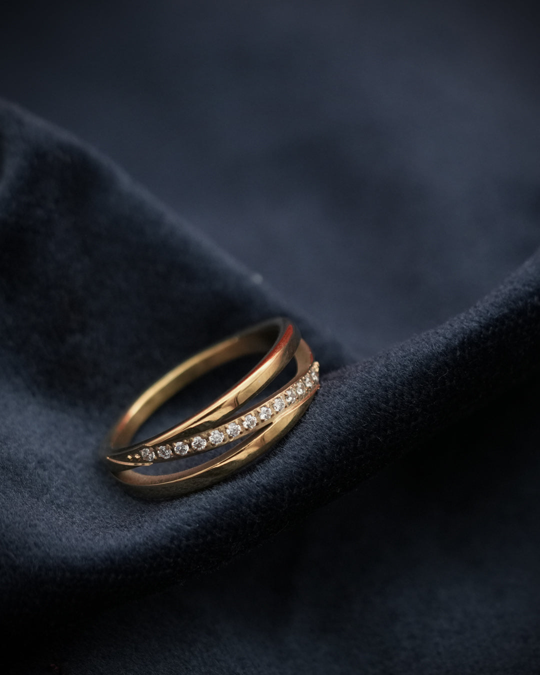 Double Band Solitaire Gold Plated Ring