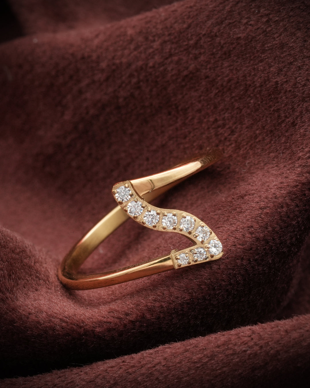 Crystal Wave Gold Plated Ring