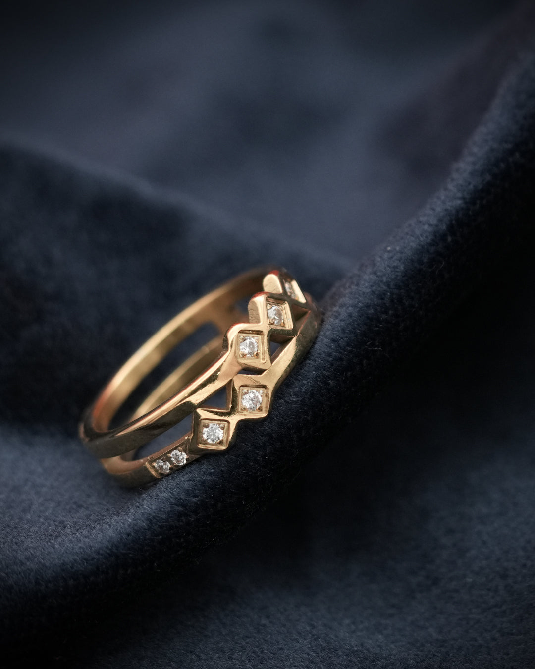 Cross Stone Gold Plated Band Ring
