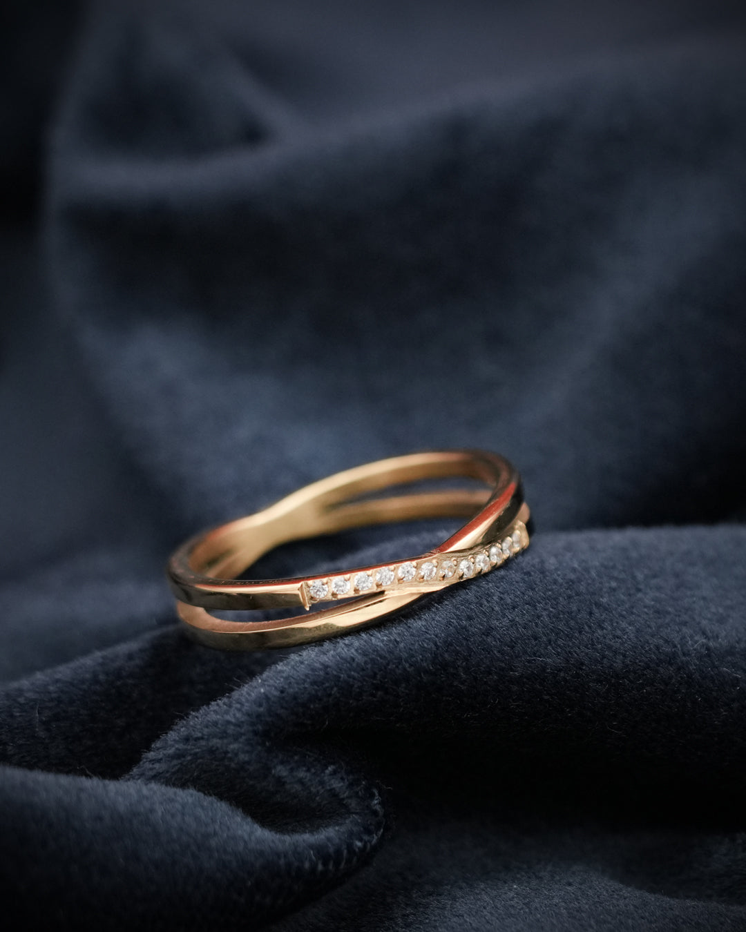 Crossover Gold Plated Band Ring