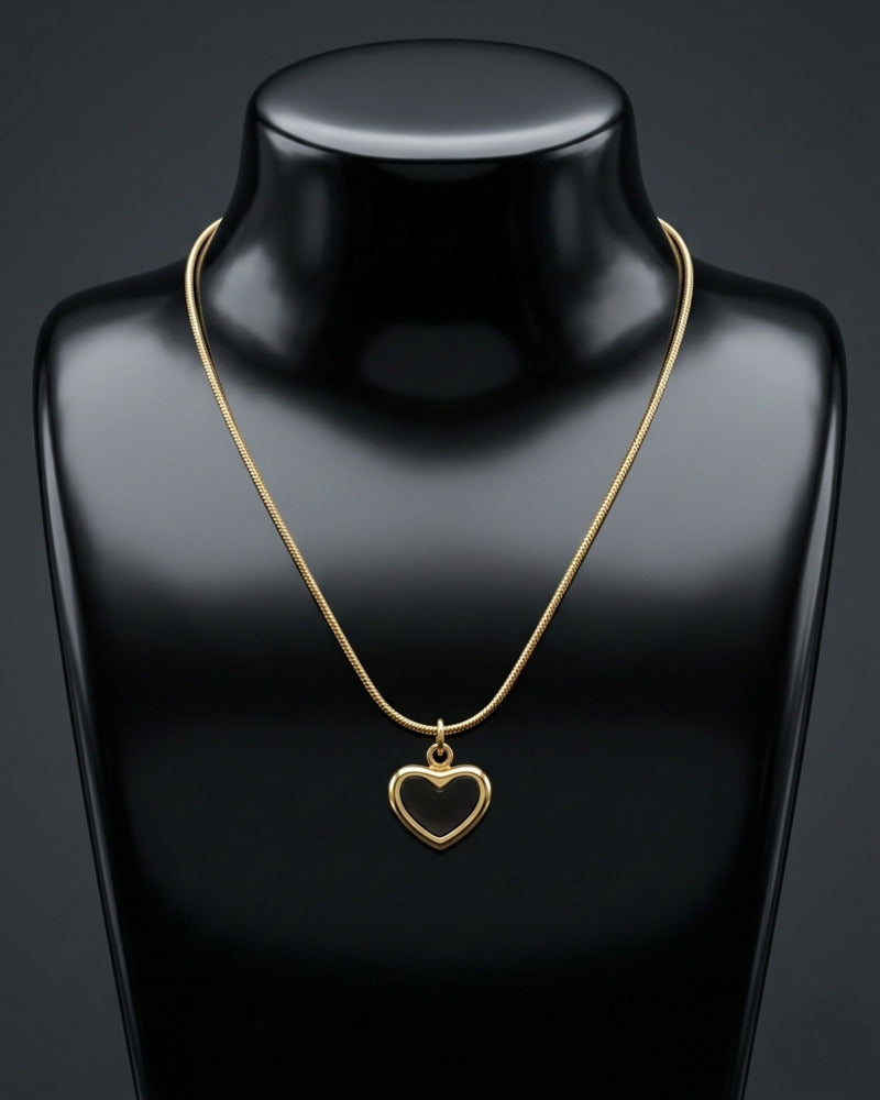 Black Heart Snake Chain Necklace