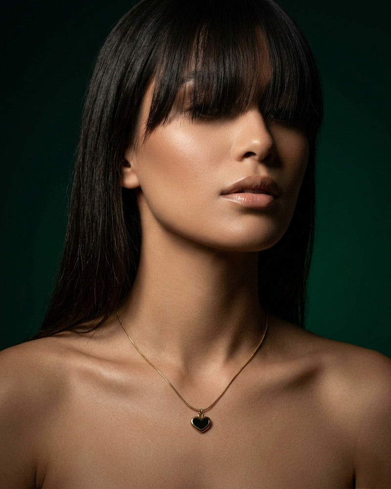 Black Heart Snake Chain Necklace