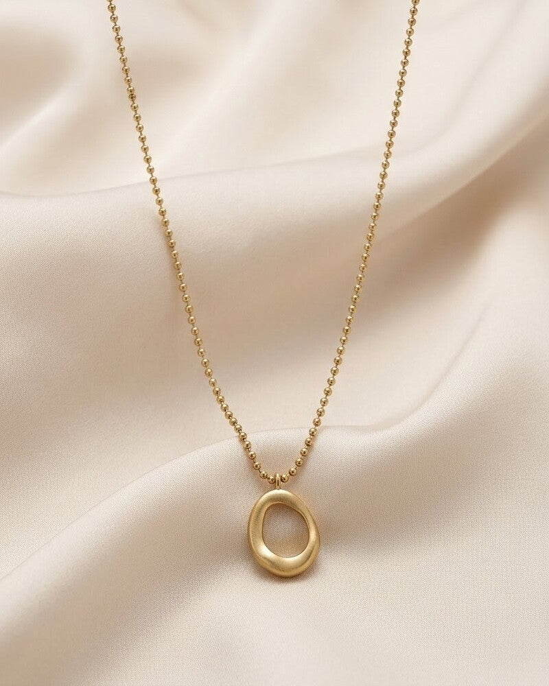 Molten Oval Loop Beaded Chain Necklace