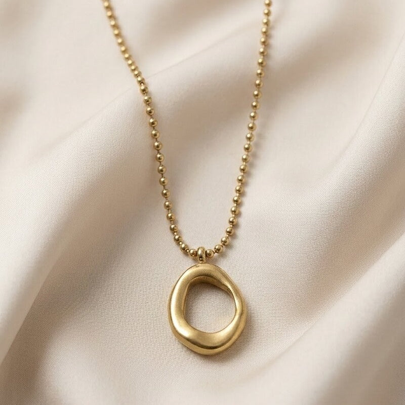 Molten Oval Loop Beaded Chain Necklace