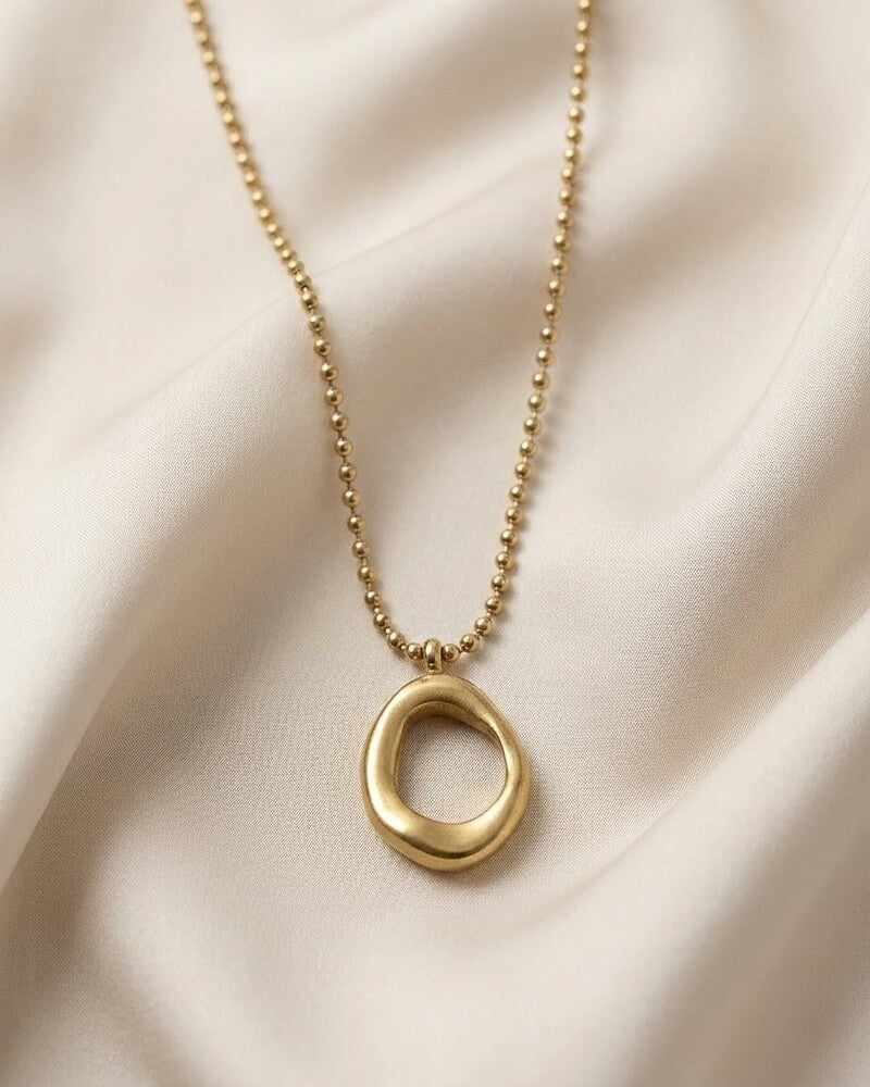 Molten Oval Loop Beaded Chain Necklace