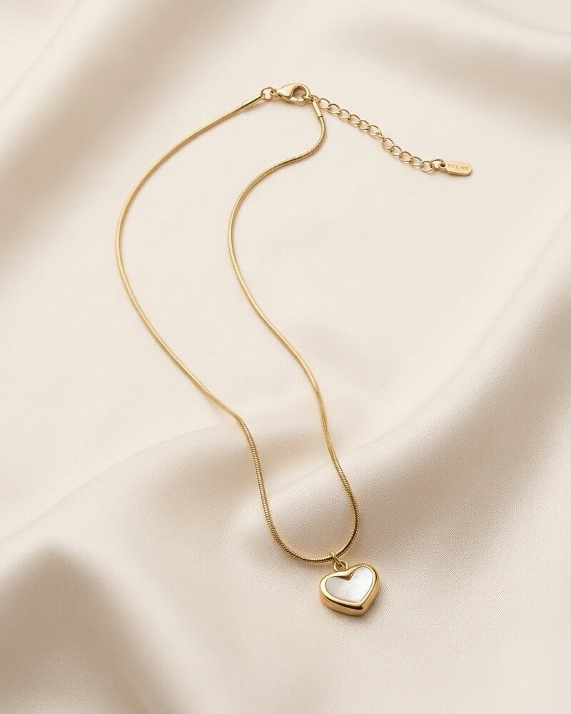 Mother Of Pearl Heart Pendant Necklace