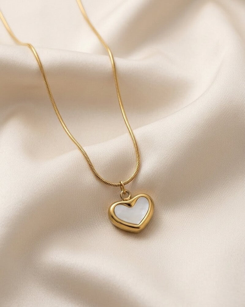 Mother Of Pearl Heart Pendant Necklace