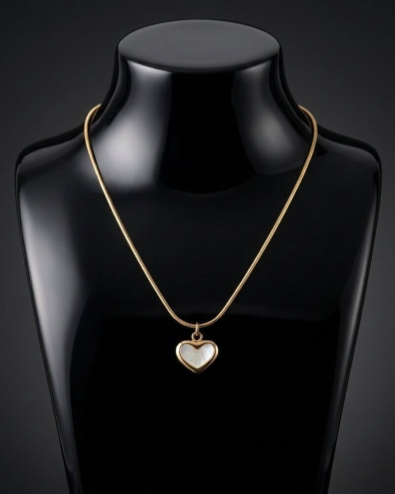 Mother Of Pearl Heart Pendant Necklace