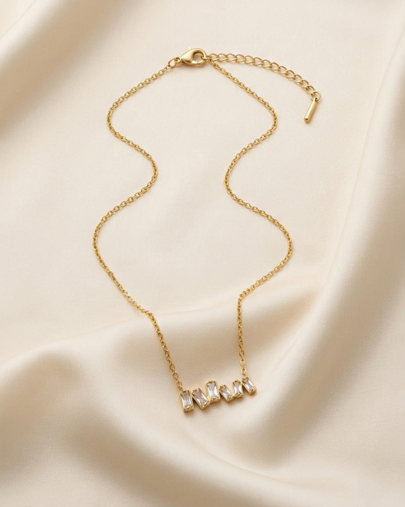 Baguette CZ Bar Necklace