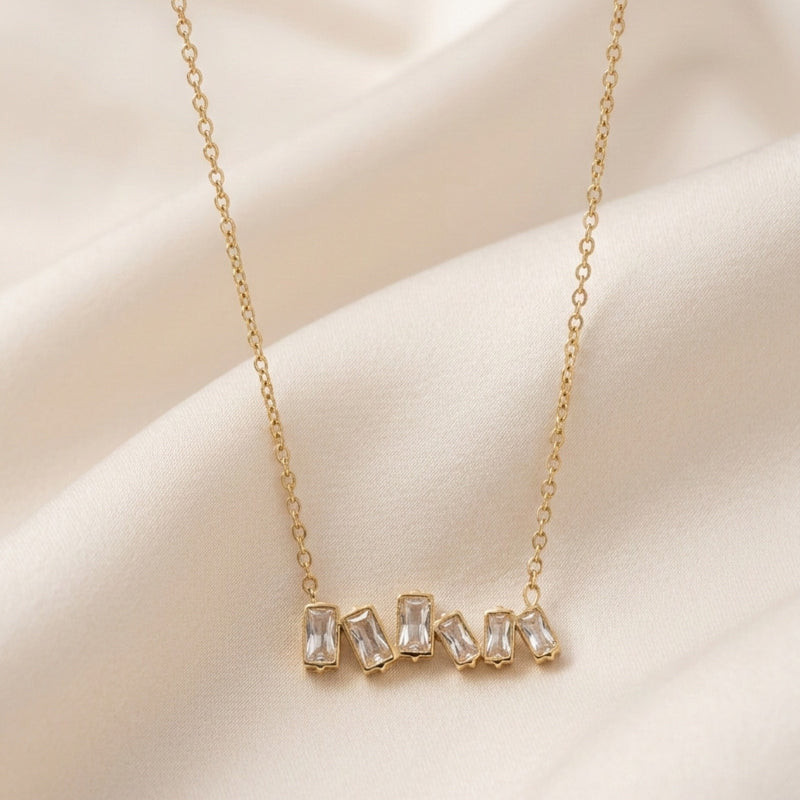 Baguette CZ Bar Necklace