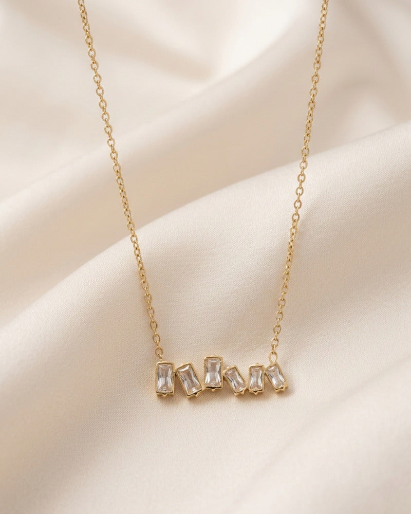 Baguette CZ Bar Necklace
