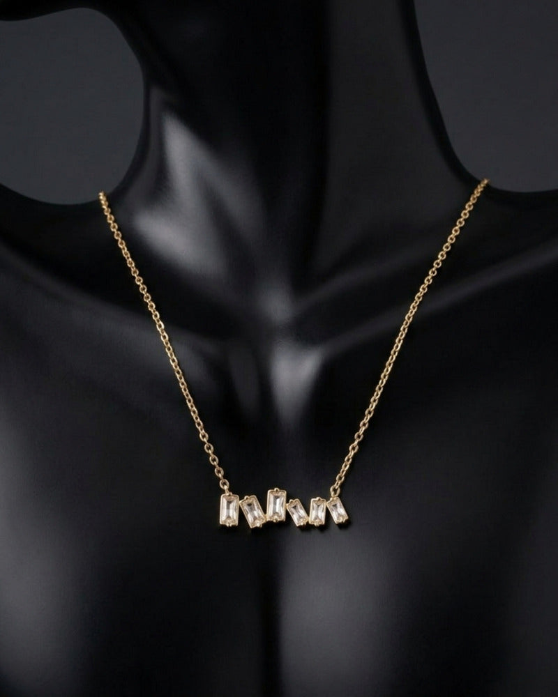Baguette CZ Bar Necklace