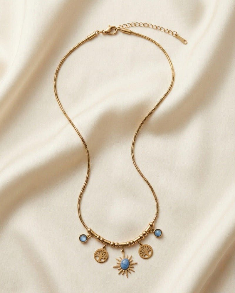 Celestial Tree & Sun Charm Necklace
