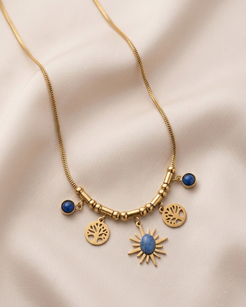 Celestial Tree & Sun Charm Necklace