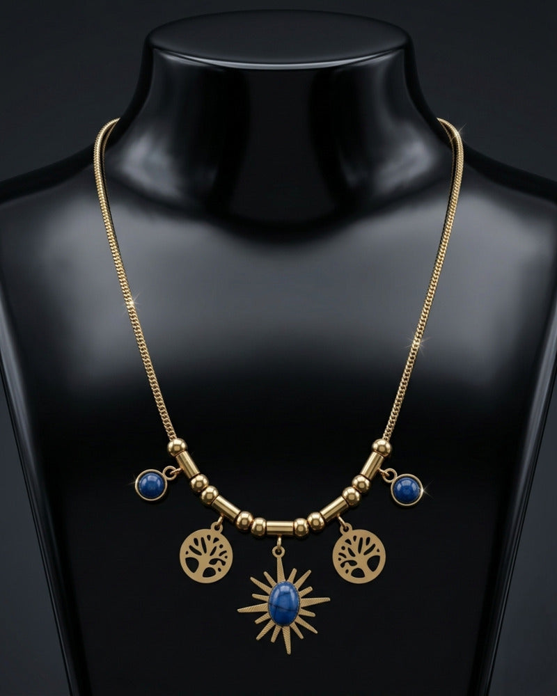 Celestial Tree & Sun Charm Necklace