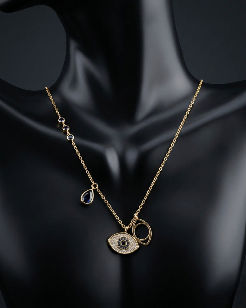 Evil Eye & Sapphire Drop Necklace