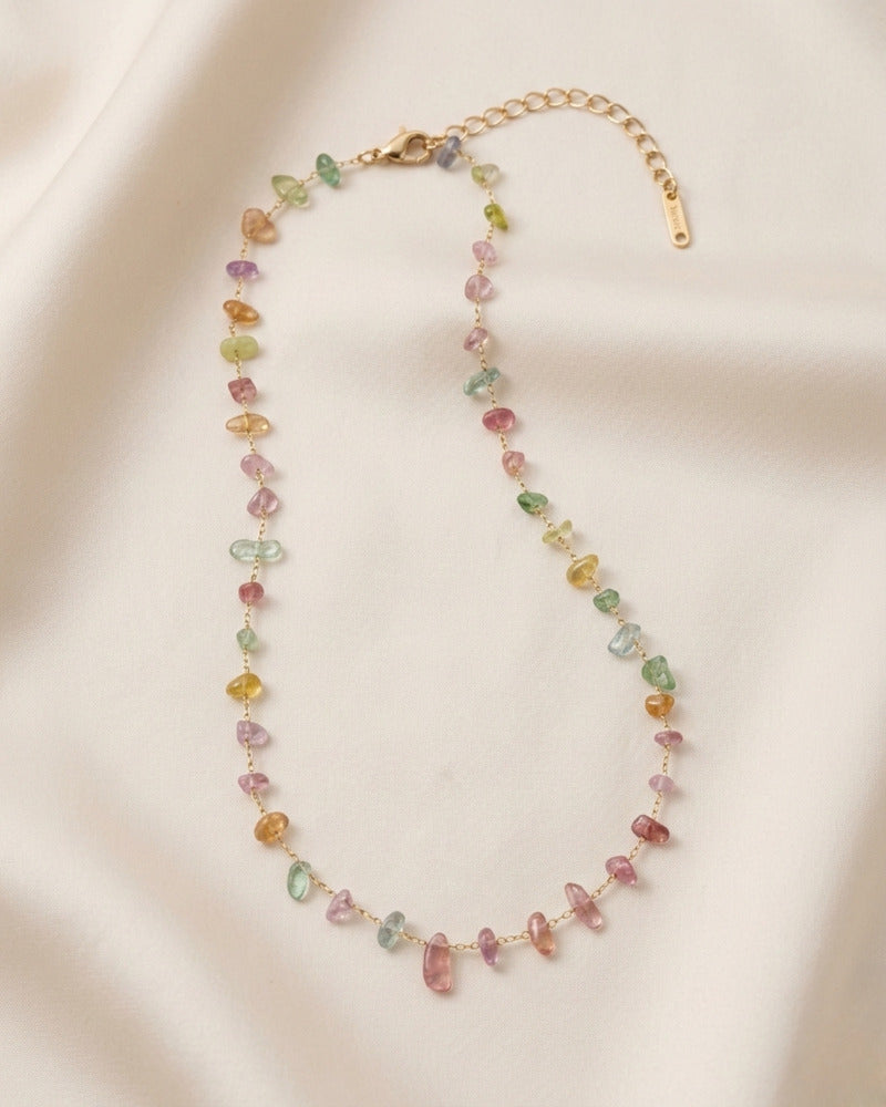 Pastel Tumbled Stone Beaded Necklace