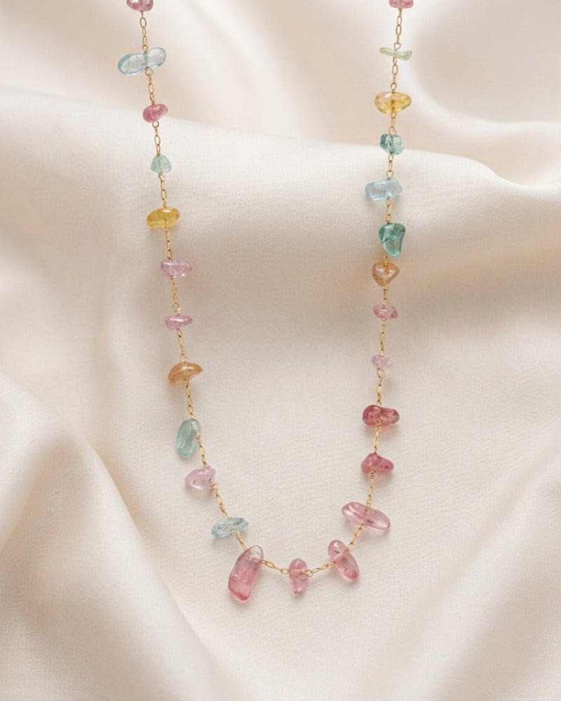 Pastel Tumbled Stone Beaded Necklace