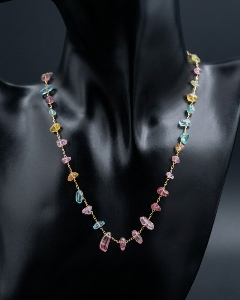 Pastel Tumbled Stone Beaded Necklace