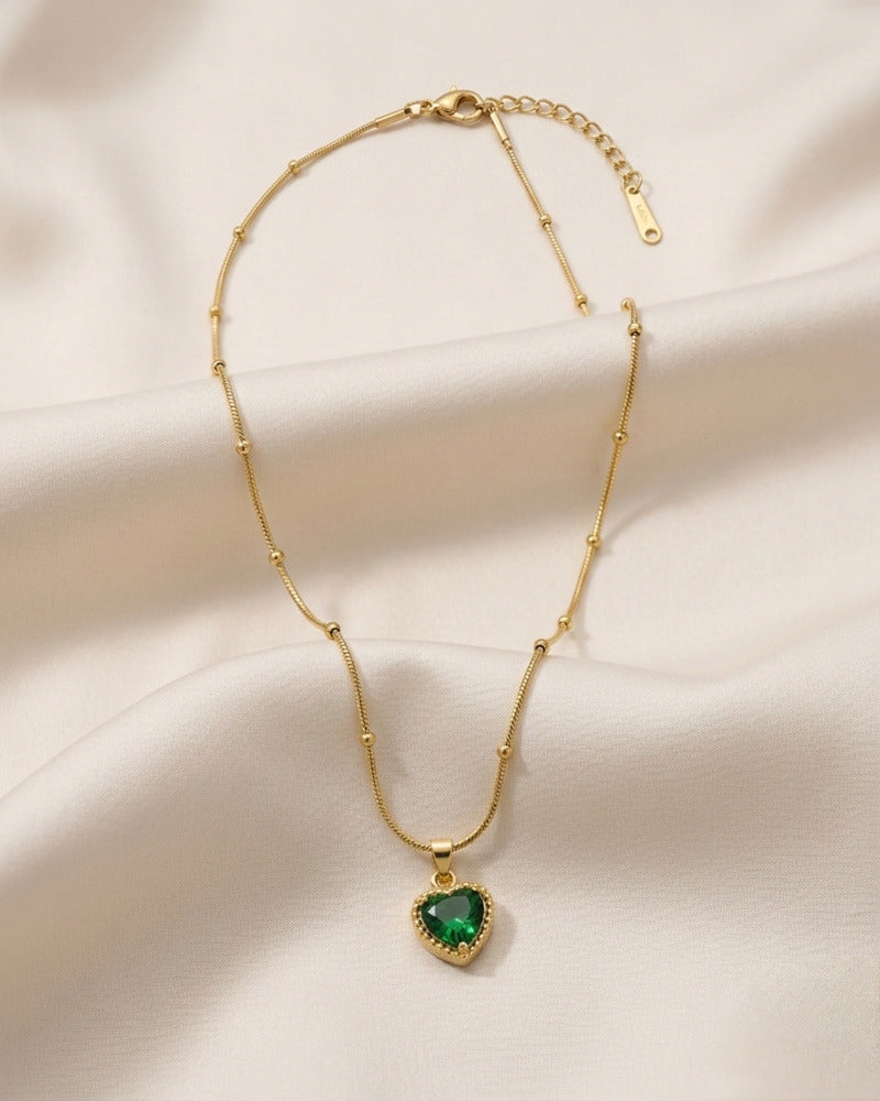 Emerald Heart Satellite Chain Necklace