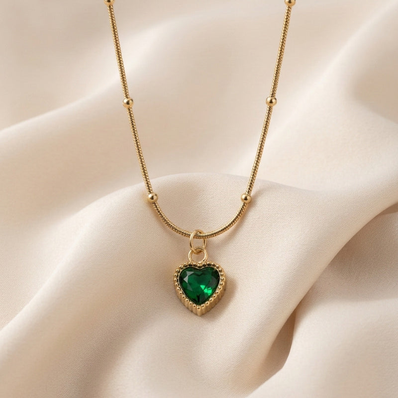 Emerald Heart Satellite Chain Necklace