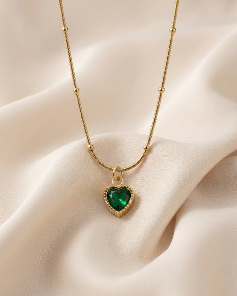 Emerald Heart Satellite Chain Necklace