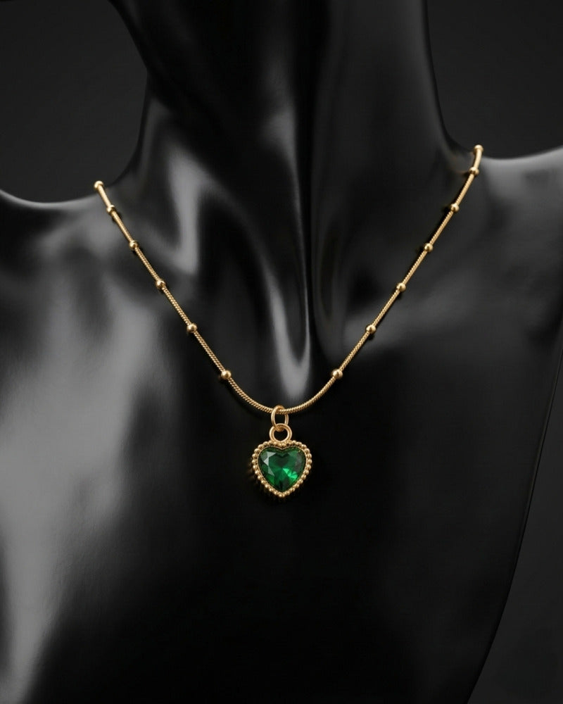 Emerald Heart Satellite Chain Necklace