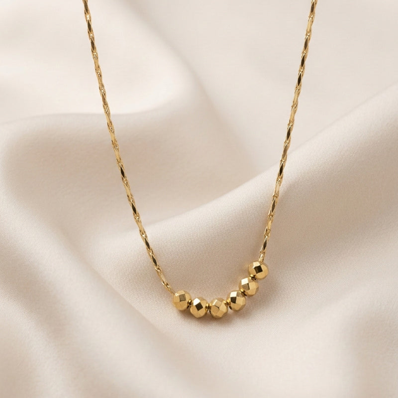 Faceted Gold Bead Bar Chain Necklace