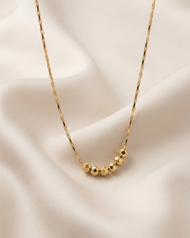 Faceted Gold Bead Bar Chain Necklace