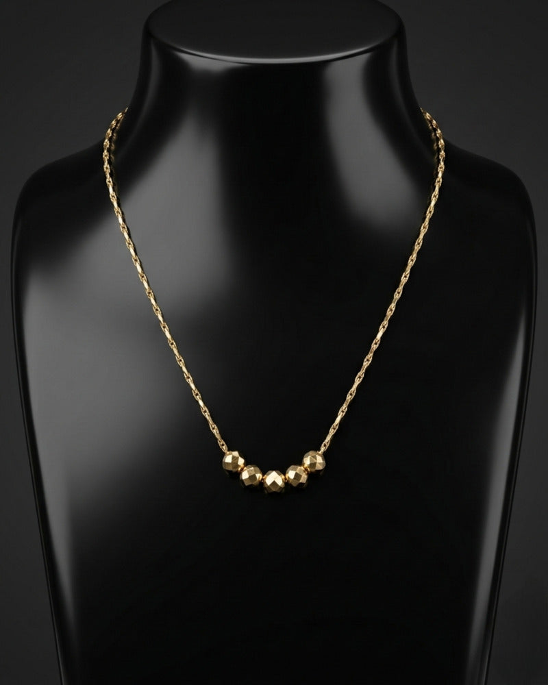 Faceted Gold Bead Bar Chain Necklace