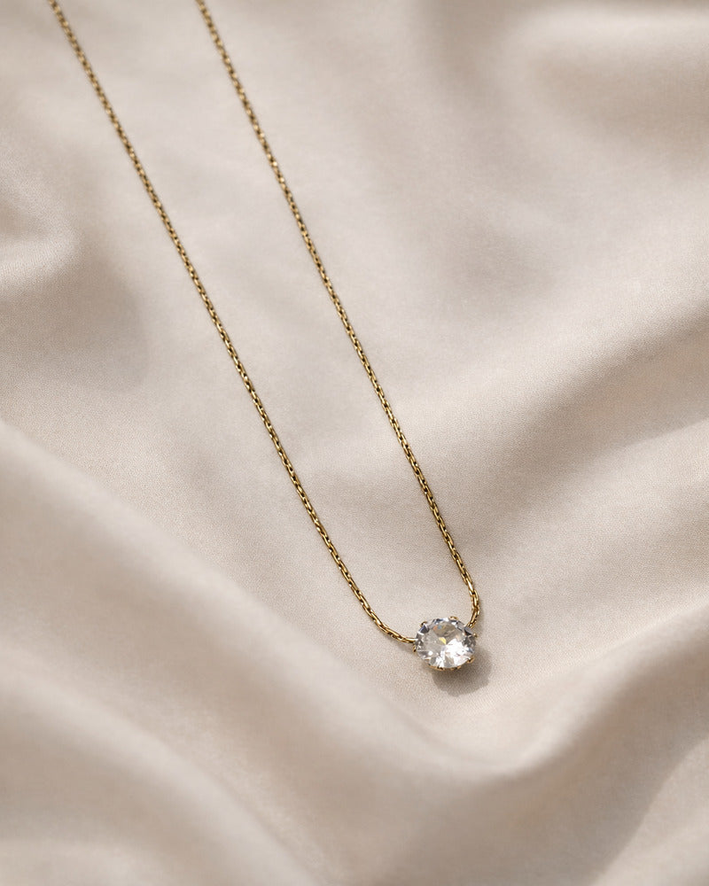 Crystal Solitaire Pendant Necklace