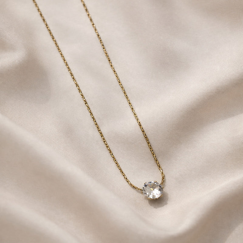 Crystal Solitaire Pendant Necklace