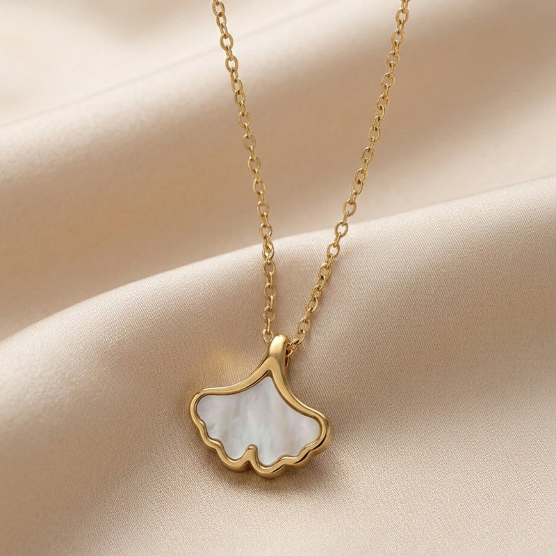 Ginkgo Leaf Mother Of Pearl Necklace