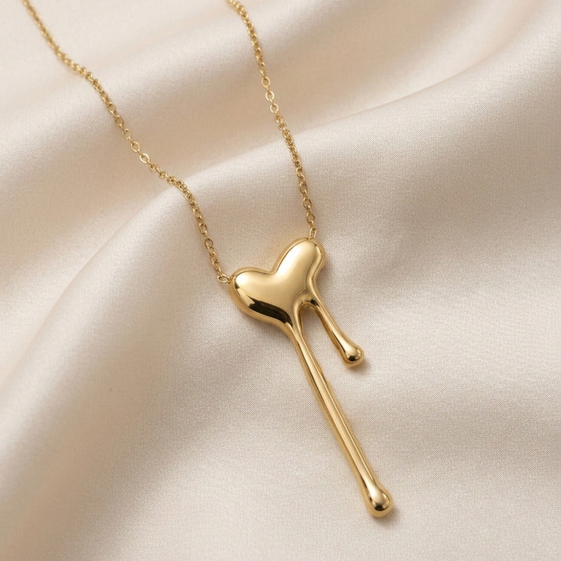Melting Heart Drip Pendant Necklace