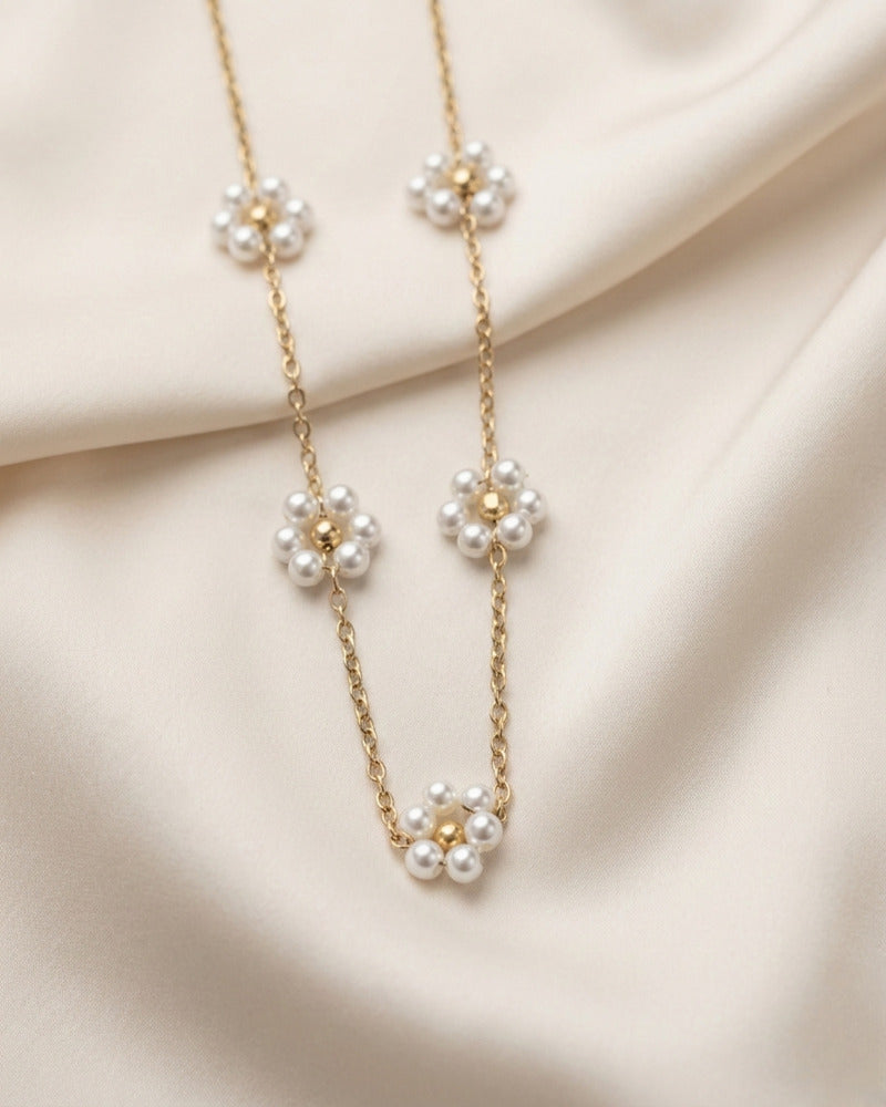 Pearl Daisy Station Long Necklace