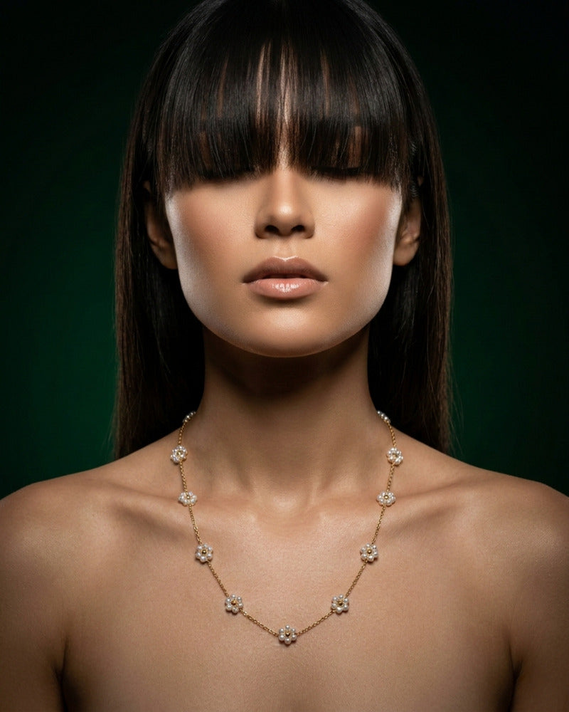 Pearl Daisy Station Long Necklace