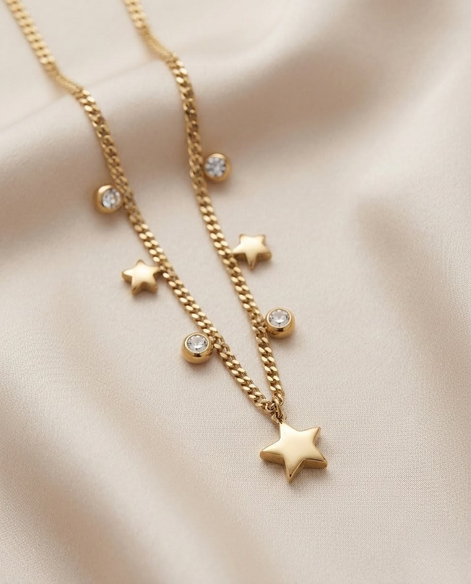 Celestial Star Shower Gold Plated Necklace