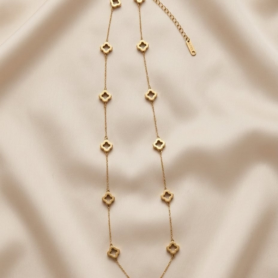 Alhambra Clover Station Gold Plated Necklace