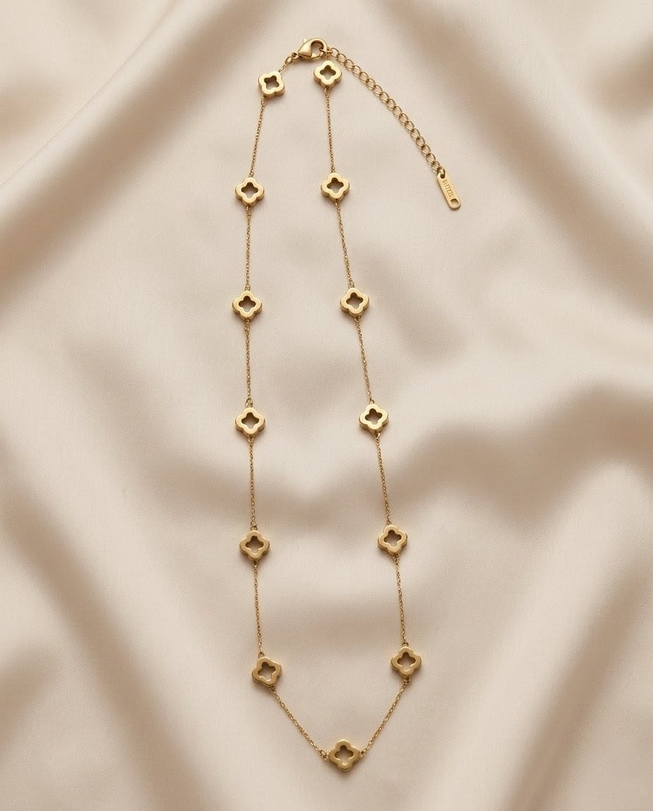 Alhambra Clover Station Gold Plated Necklace