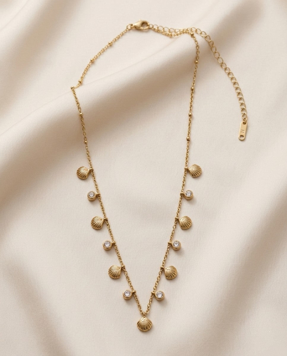 Ocean Shell Cascade Gold Plated Necklace