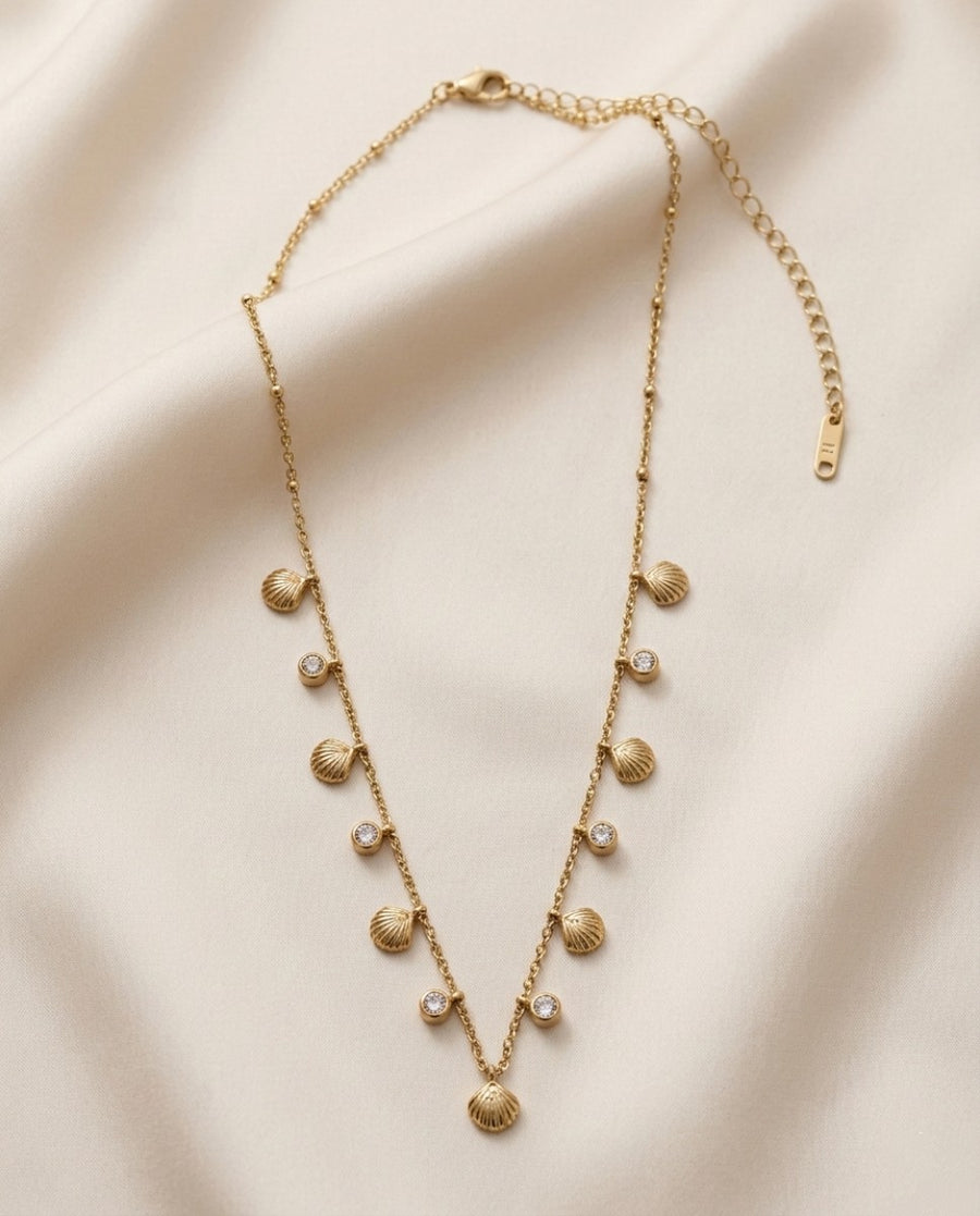 Ocean Shell Cascade Gold Plated Necklace