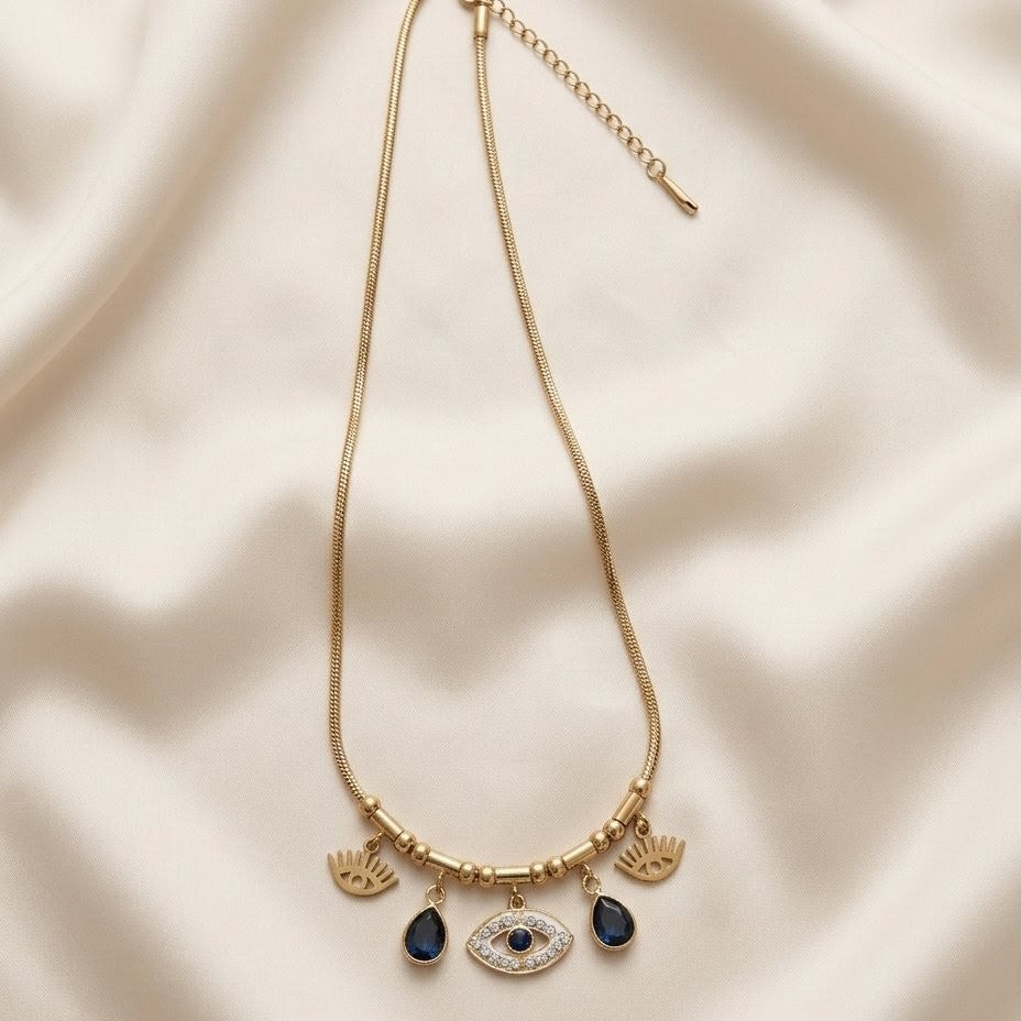 Amulet Evil Eye Gold Plated Charm Necklace