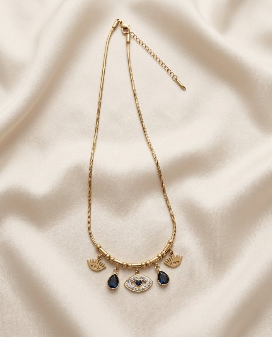 Amulet Evil Eye Gold Plated Charm Necklace
