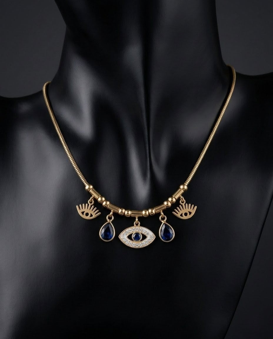 Amulet Evil Eye Gold Plated Charm Necklace