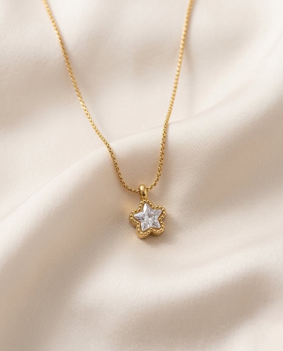 Blossom Crystal Solitaire Gold Plated Necklace